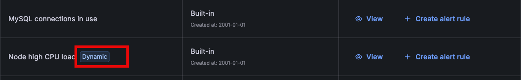 Dynamic badge on the alert templates list